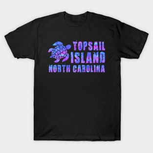 Topsail Island, North Carolina Beach Design Tribal Turtle T-Shirt